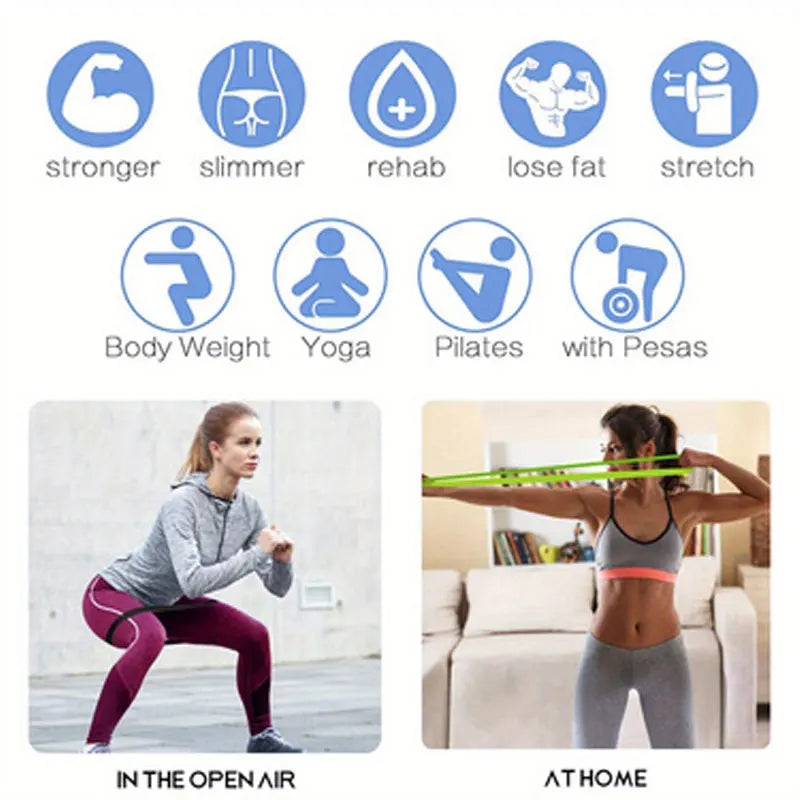 Set da 8 bande elastiche in lattice per yoga e fitness