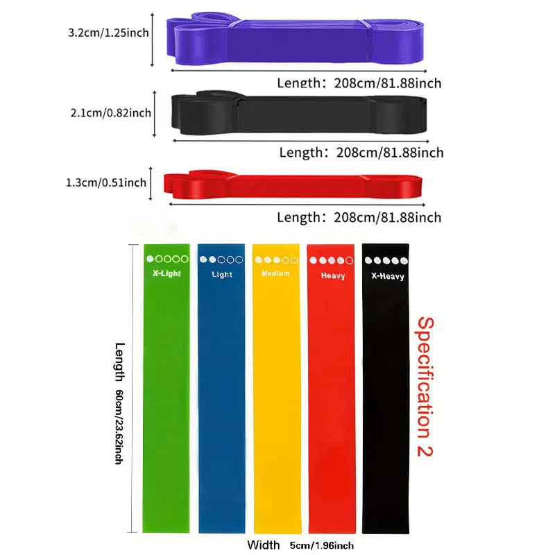 Set da 8 bande elastiche in lattice per yoga e fitness